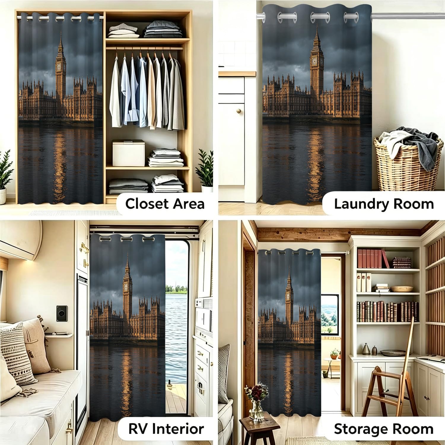Big Ben Londyn 3D zasłona zaciemniająca na drzwi 132x214cm