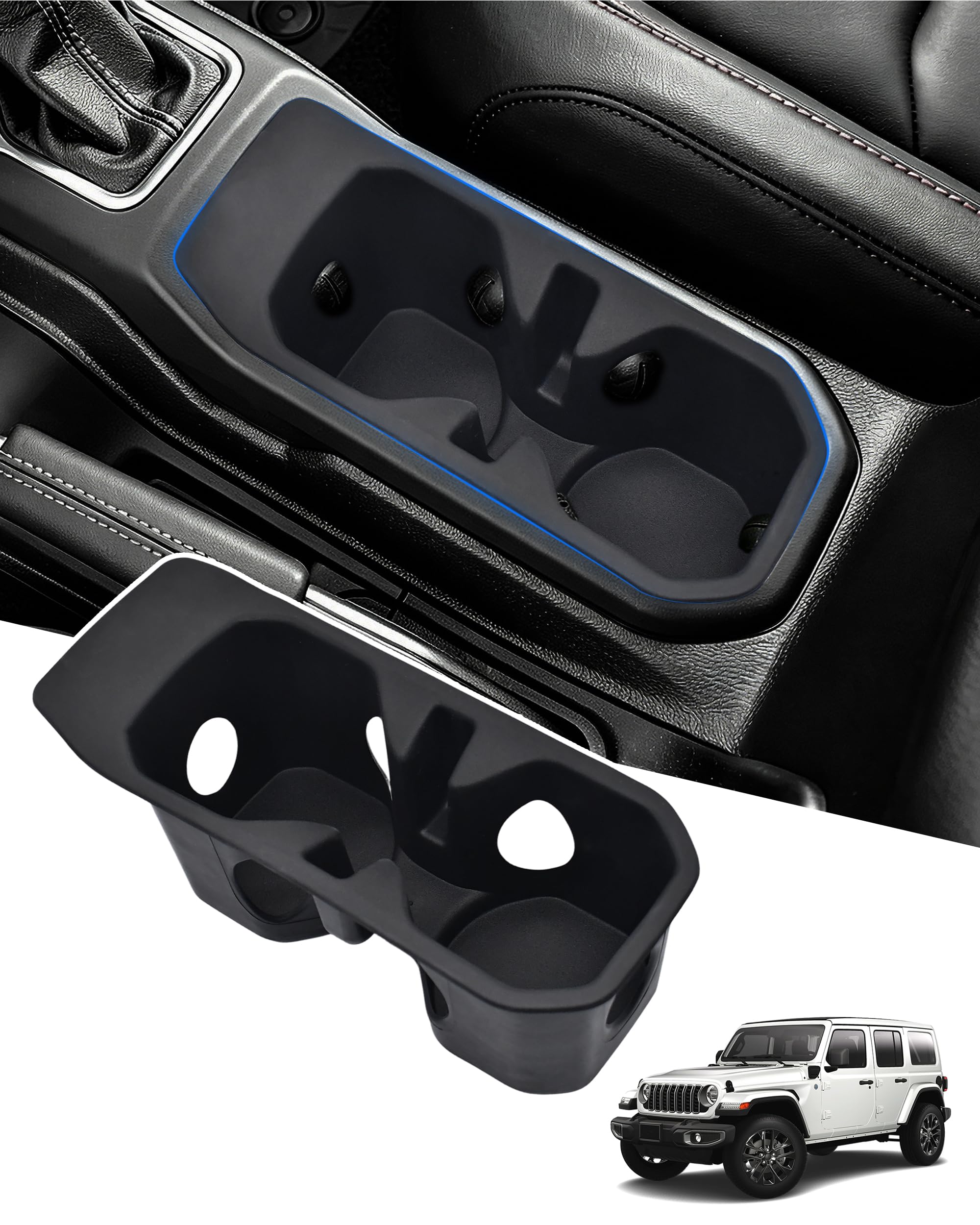 Cup Holder Inserts for Jeep Wrangler JL JLU 4xe &amp; Gladiator JT 2018-2025