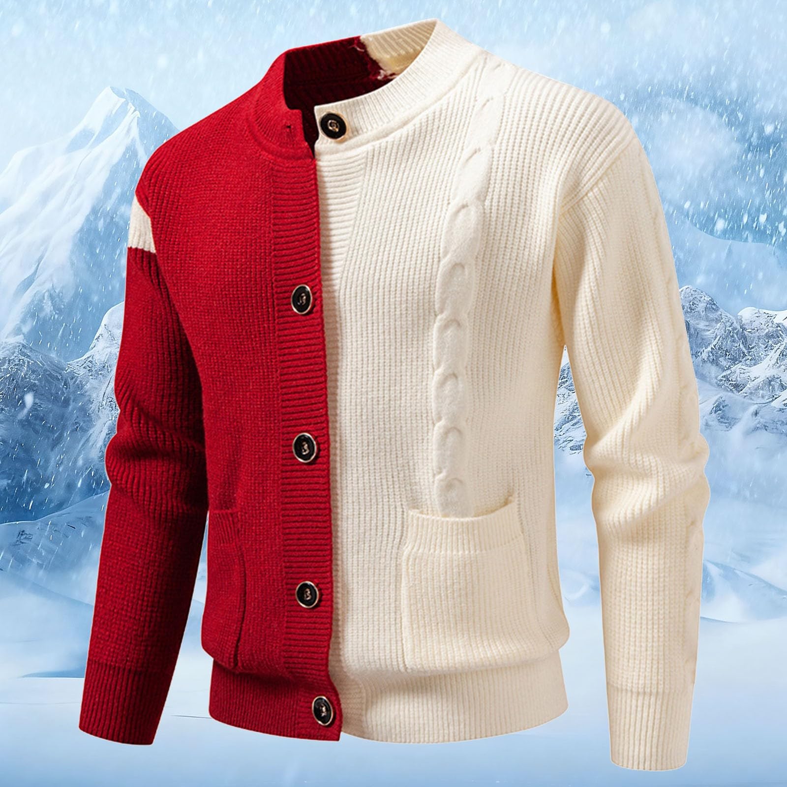 Cardigans Hombre Invierno, Botones para Chaqueta Hombre Cuello Chal con Cable Suéte Manga Larga De Color Sólido Elegante Cálido Jersey con Botones para El Ocio Y El Autocultivo