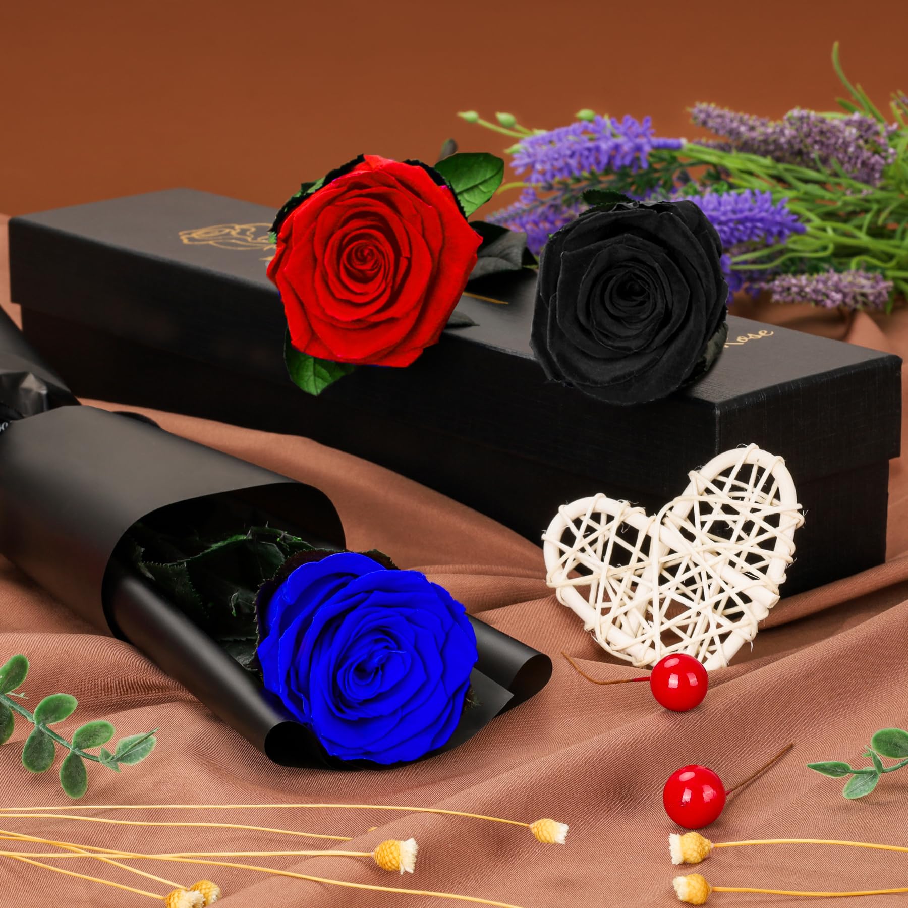 CSYY Rosa Eterna, Rosa Eterna Azul con Tallo Flores Preservadas Regalo San Valentín Dia de la Madre Flores Preservadas Regalo Mama Navidad
