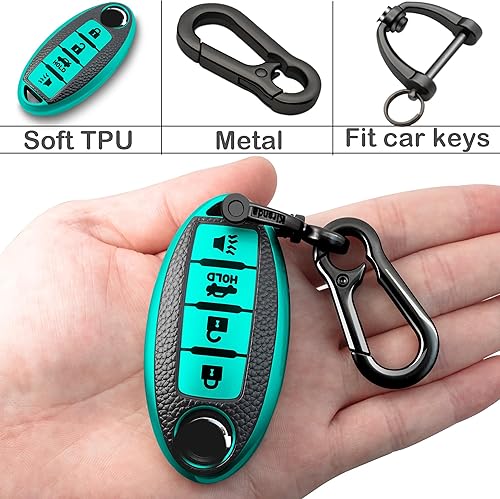 Miniatura 10 de Funda texturizada para llavero con llavero, funda de TPU suave, 4 botones compatible con llave remota Altima Maxima, Murano, Rogue, Sentra Versa