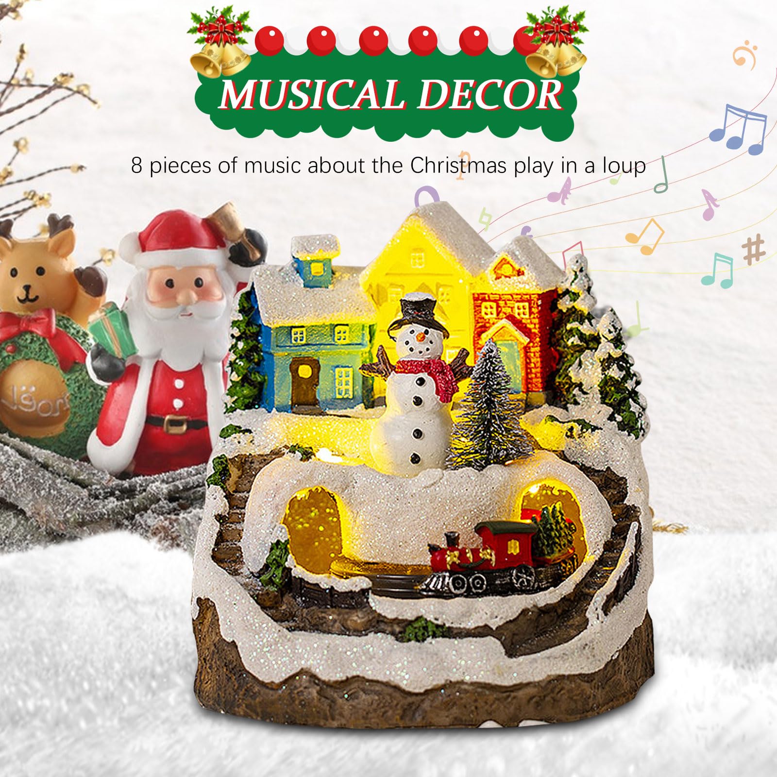 美品】クリスマス 雪の街 ヴィレッジハウス ライトハウス Amazon.co.jp