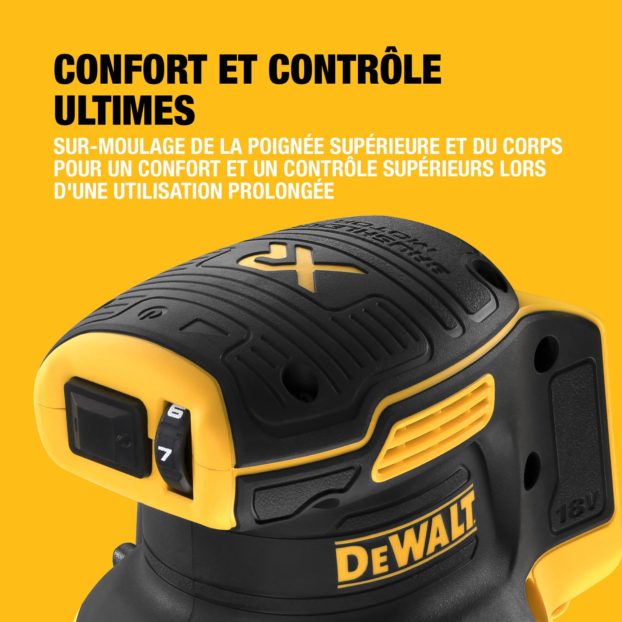 DEWALT - Ponceuse excentrique sans fil XR 18V Brushless, 125mm, Unité nue, DCW210N-XJ