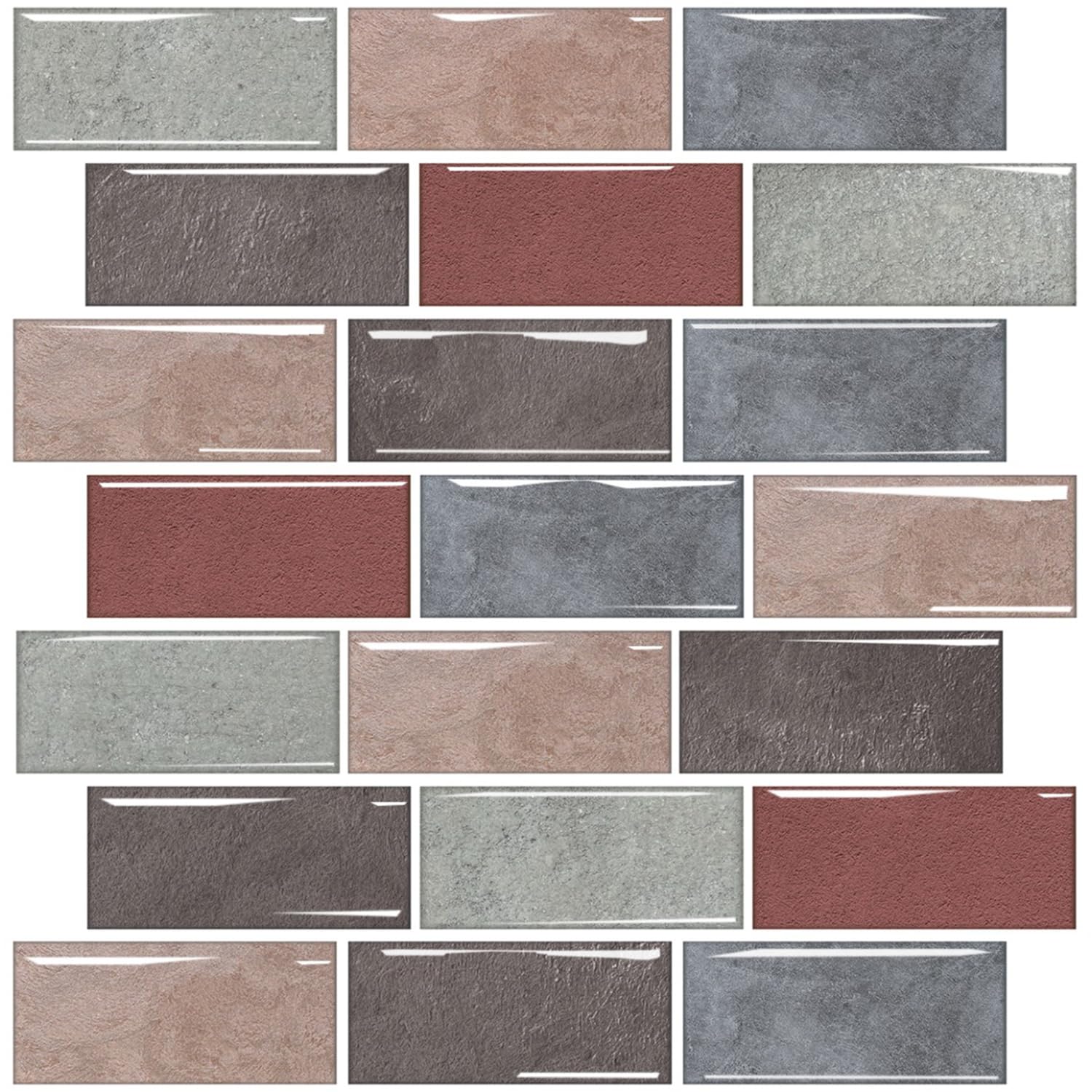 HPNIUB 2D 10 Sheets Self Adhesive Wall Tiles,Stick On Wall Tiles Kitchen Splashbacks for Walls,Tile Stickers Peel and Stick Backsplash Splashback Decals Tile 30x30cm — image 1