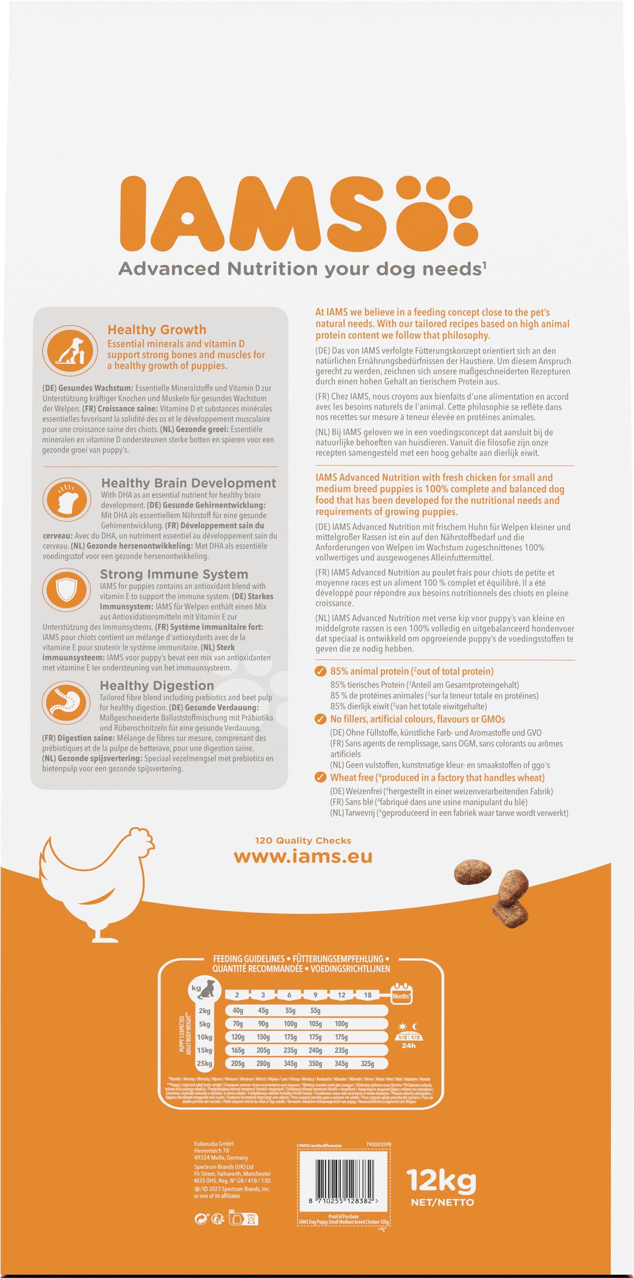 IAMS Alimento Seco Cachorros Razas Peq./Med., Pollo, 12kg