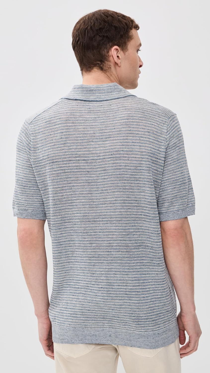 Faherty Men's Short Sleeve Linen Sweater Polo