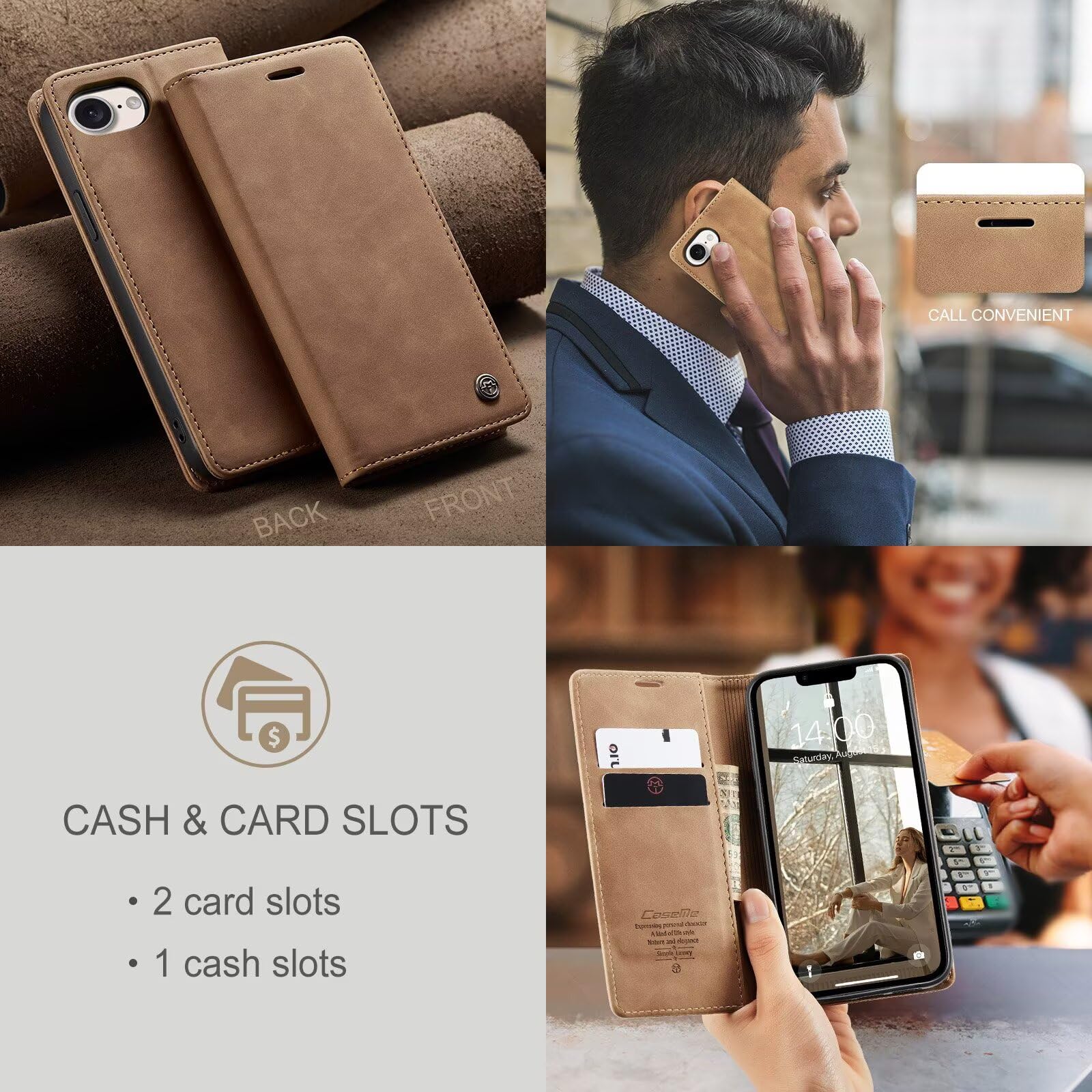Leder-Handyhülle Für Huawei P30 Lite / Nova 4e – Klappcase Mit Standfunktion & Kartenschlitz In Roségold