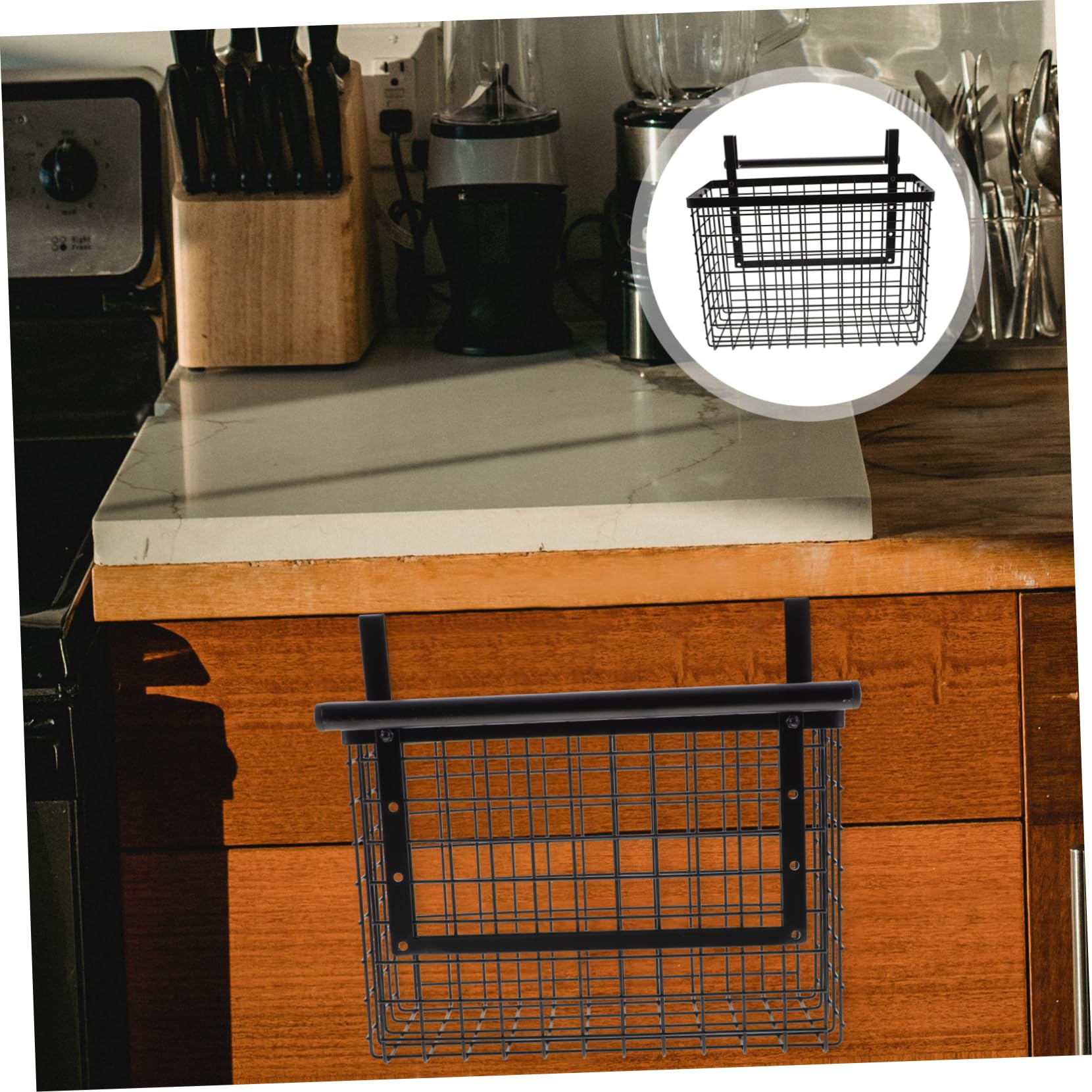 Zerodeko Cesta Colgante y Resistente a Ambientes Húmedos de Acero al Carbono Alta Capacidad de Carga Negro Organizador para Cocina Adecuado para Armario de Pared