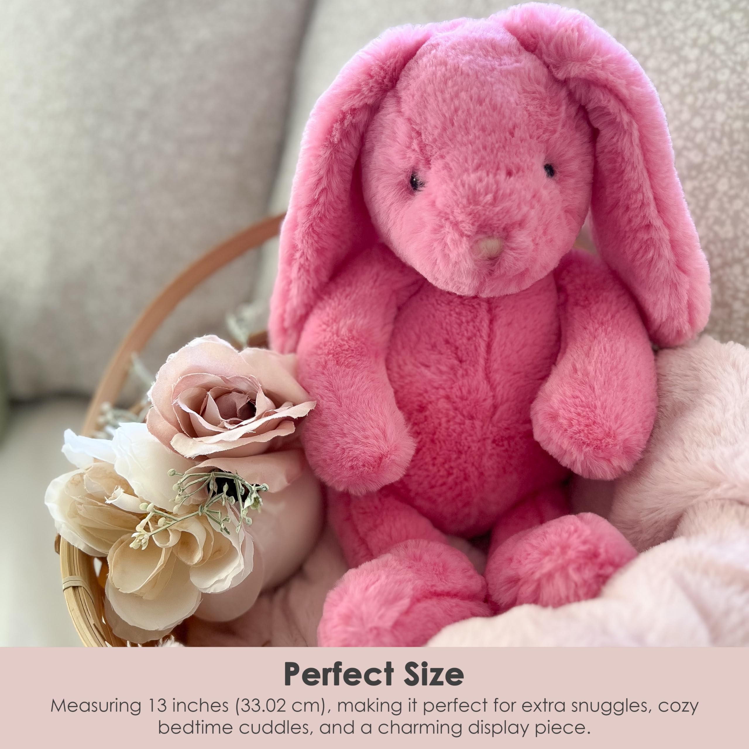 MON AMI Blossom Bunny 13-Inch Stuffed Animal for Girls, Pink, 13 inches - Image 3