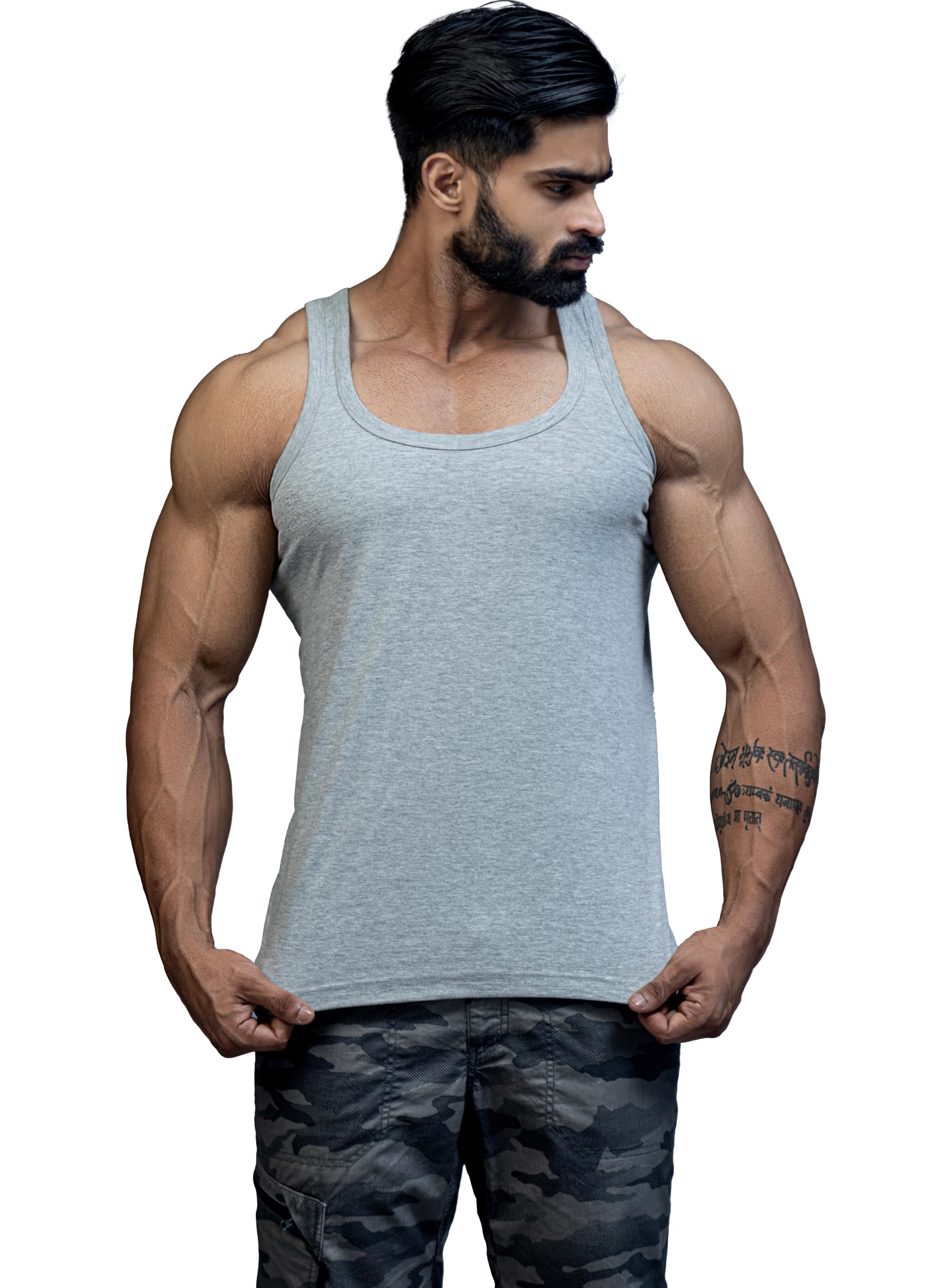 juari be a gentleman Men's Cotton Regular Fit, Sleeveless, Stringer Y Back Tank Tops Look-picture-33