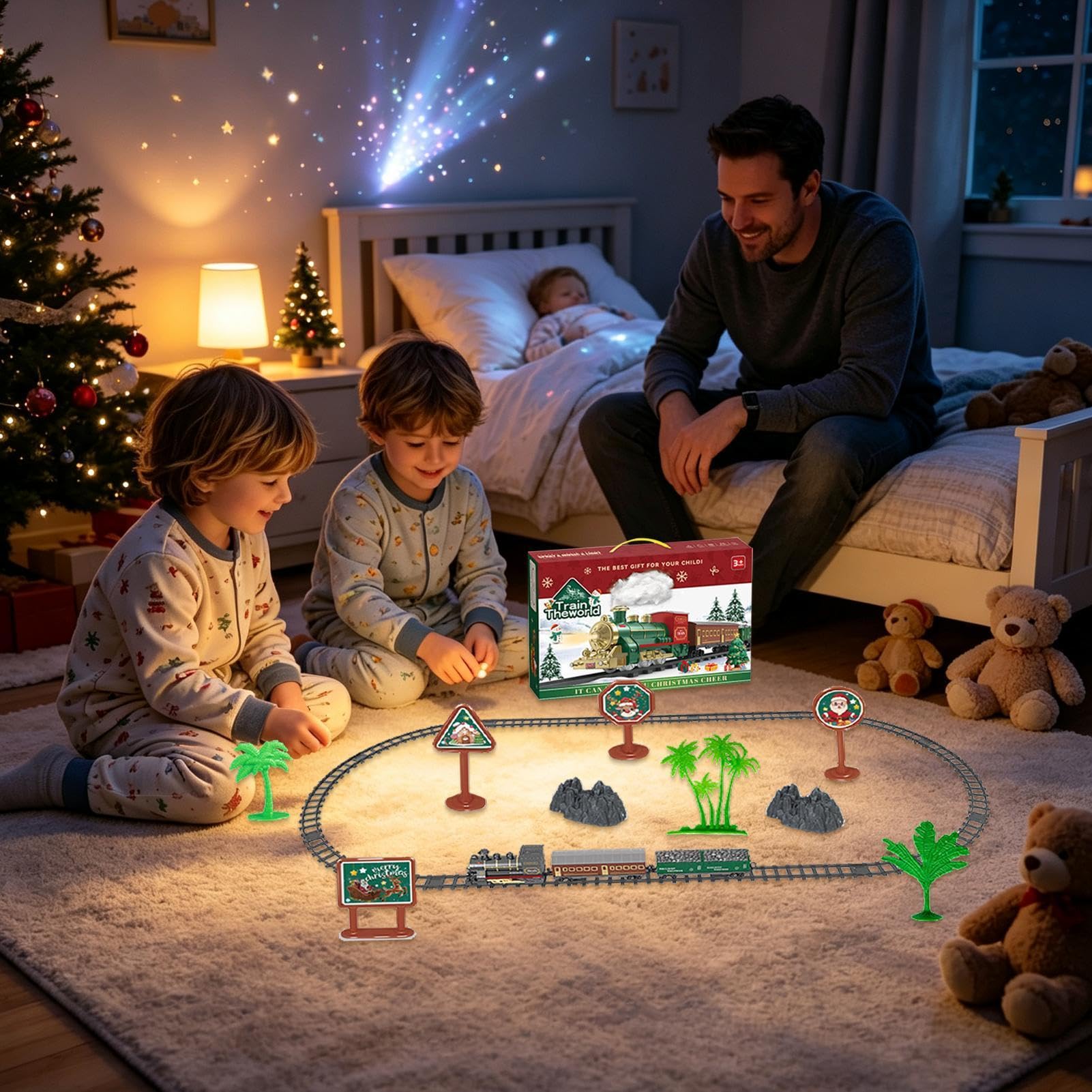 Set Elettrico Di Natale Decorazione Luminosa per Vagone su Binario con