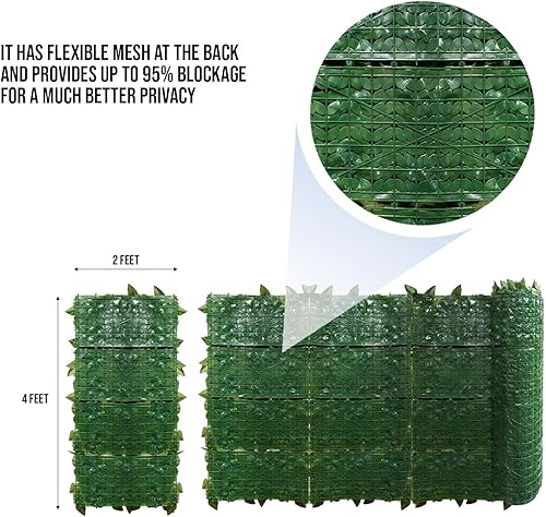 Miniatura 5 de E&K Sunrise - Rejilla para cerca de privacidad de hojas de laurel sintético, paneles de decoración de pared para jardín, patio, porche, interior y