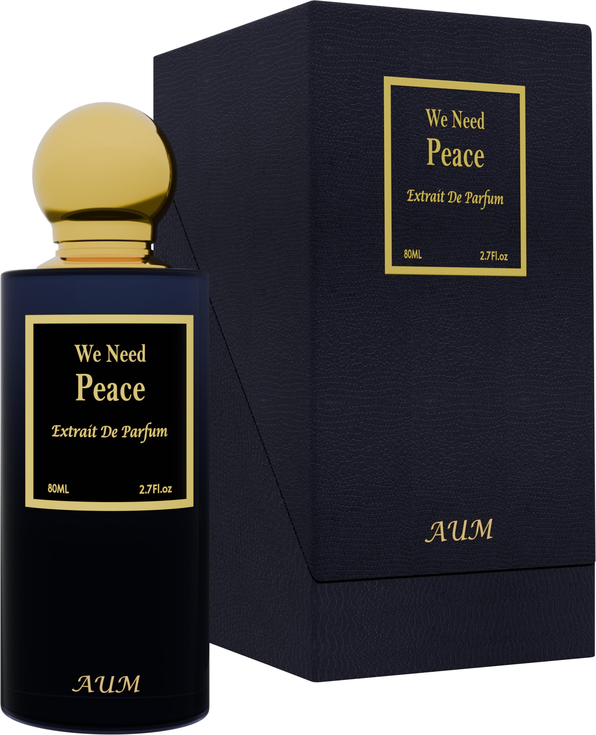 AUM We Need Peace Extrait de Parfum Unisex 80ml – Profumo di Nicchia Caldo e Speziato con Note di Tabacco, Rum, Caramello, Vaniglia, Ambra, Cuoio e Legno di Cedro