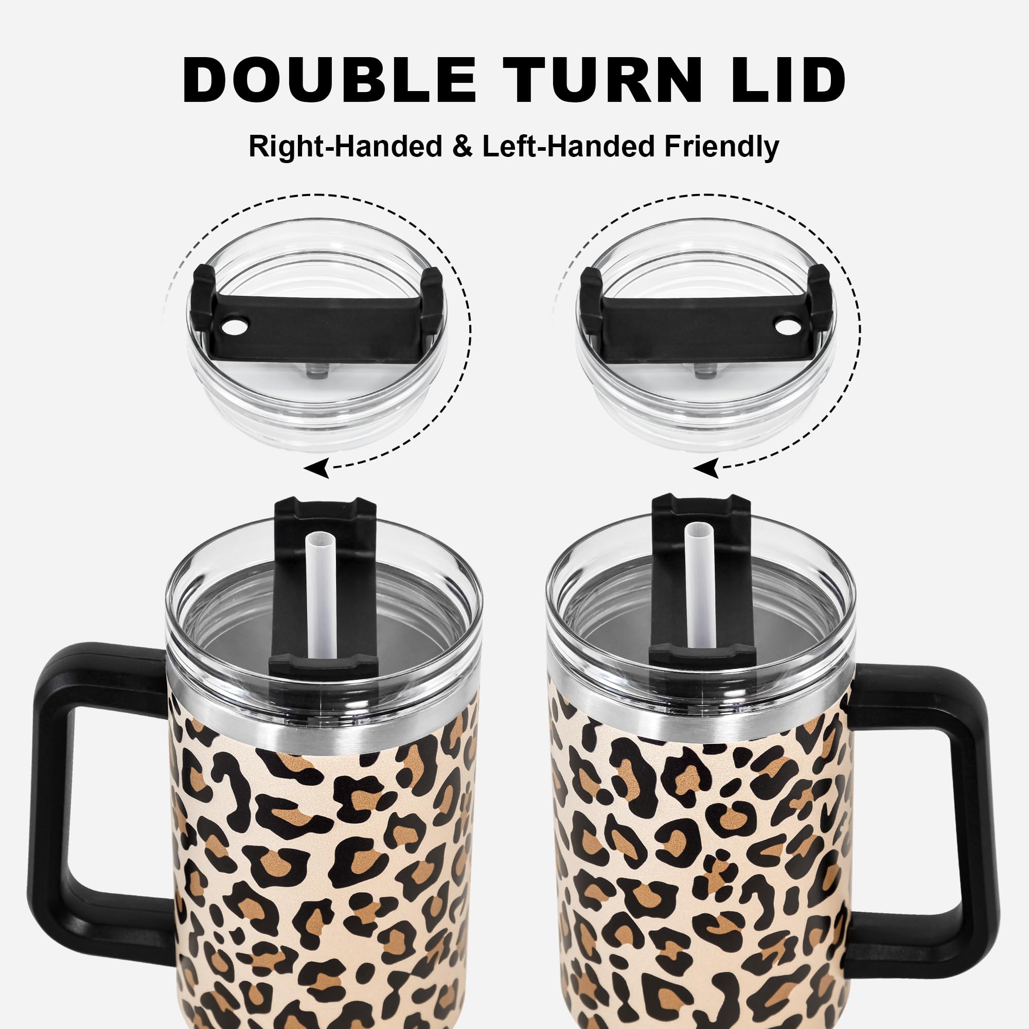 FECBK 40oz Tumbler with Straw and Lid 1.2L, 100% Leak-Proof Travel Mug with Handle - Image 4