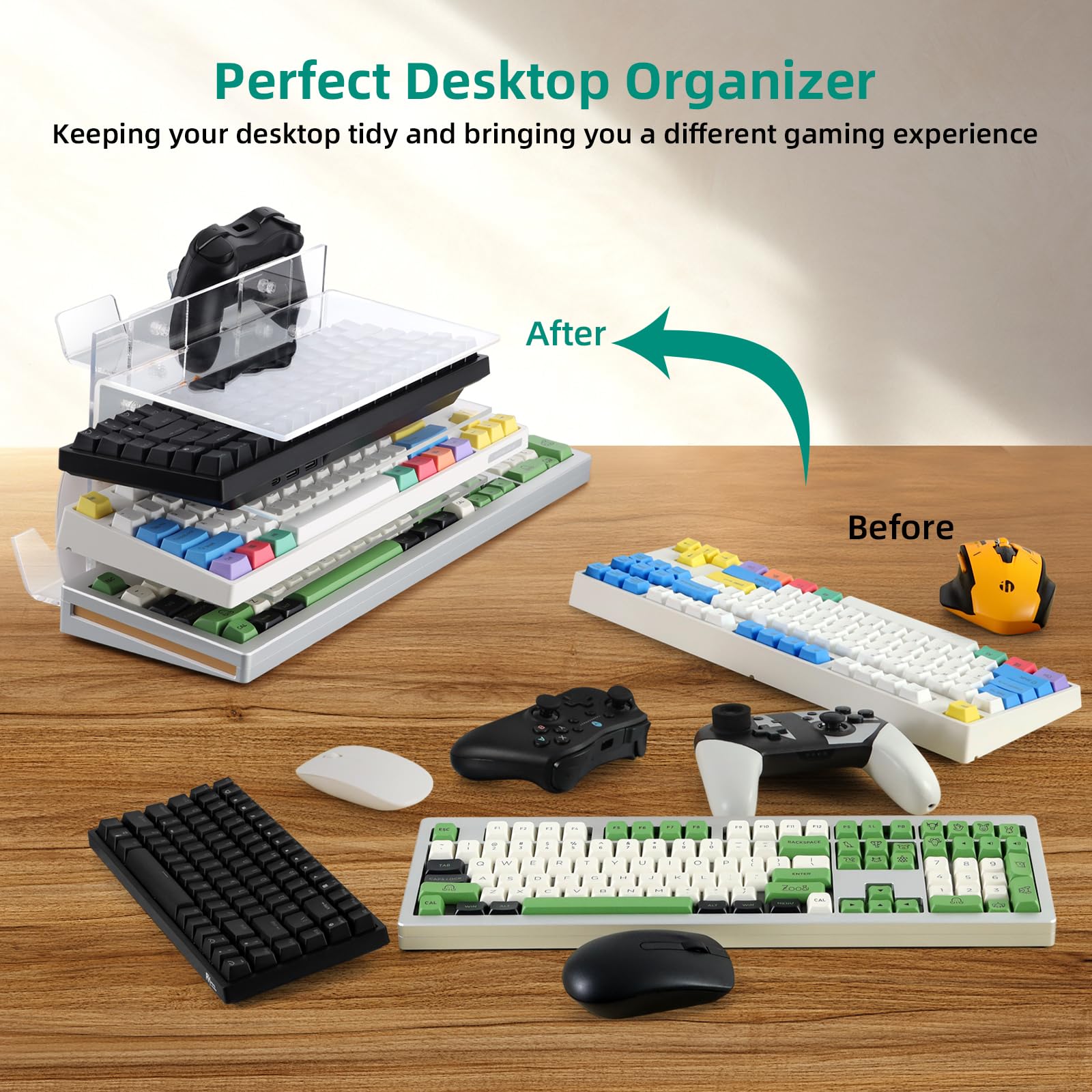 Keyboard Stand MASTLU 3-Tier Acrylic Keyboard & Mouse Storage Rack With ...