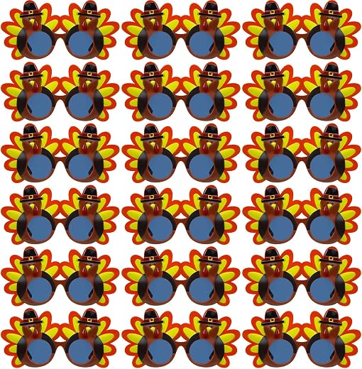 Lenwen Thanksgiving Turkey Sunglasses Funny Cartoon Eyeglasses Turkey Glasses Decorative Thanksgiving Sunglasses Autumn Co...
