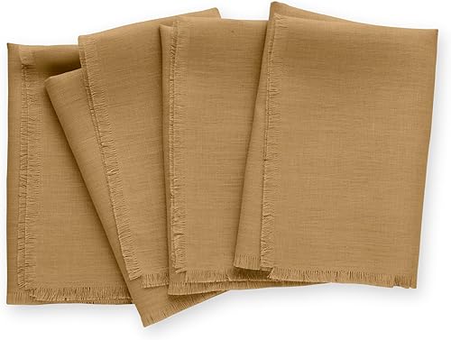 Solino Home Juego de 4 manteles individuales de lino de 14 x 19 pulgadas color camello 100 lino puro lavables a máquina para otoño Acción de Gracias