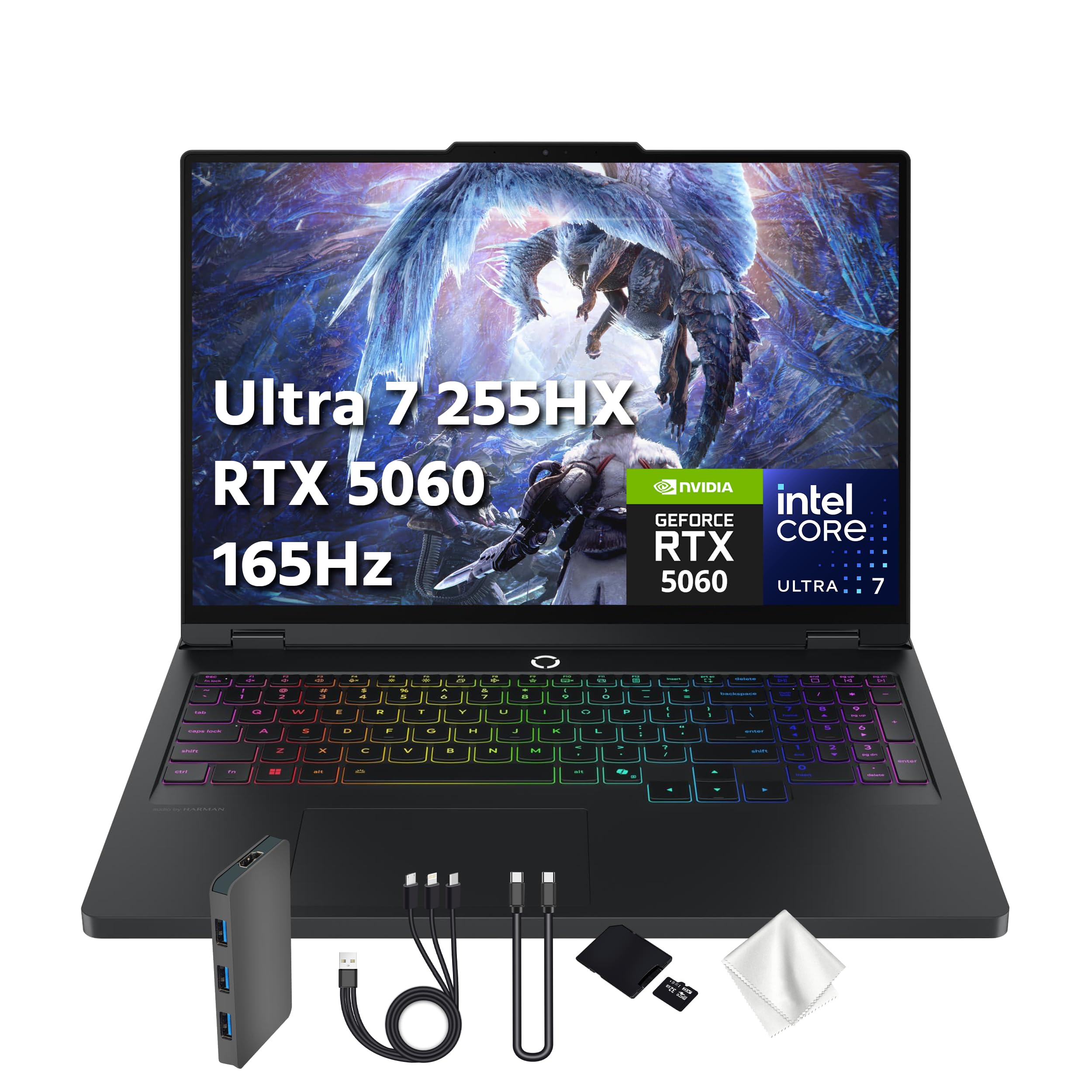 Legion Pro 5i 16" WQXGA OLED 165Hz AI-Powered Gaming Laptop, Intel 20-Core Ultra 7 255HX, GeForce RTX 5060 GDDR7, 16GB DDR5, 1TB SSD, RGB Backlit Keyboard, Win 11 Pro, Black, 1TB Docking