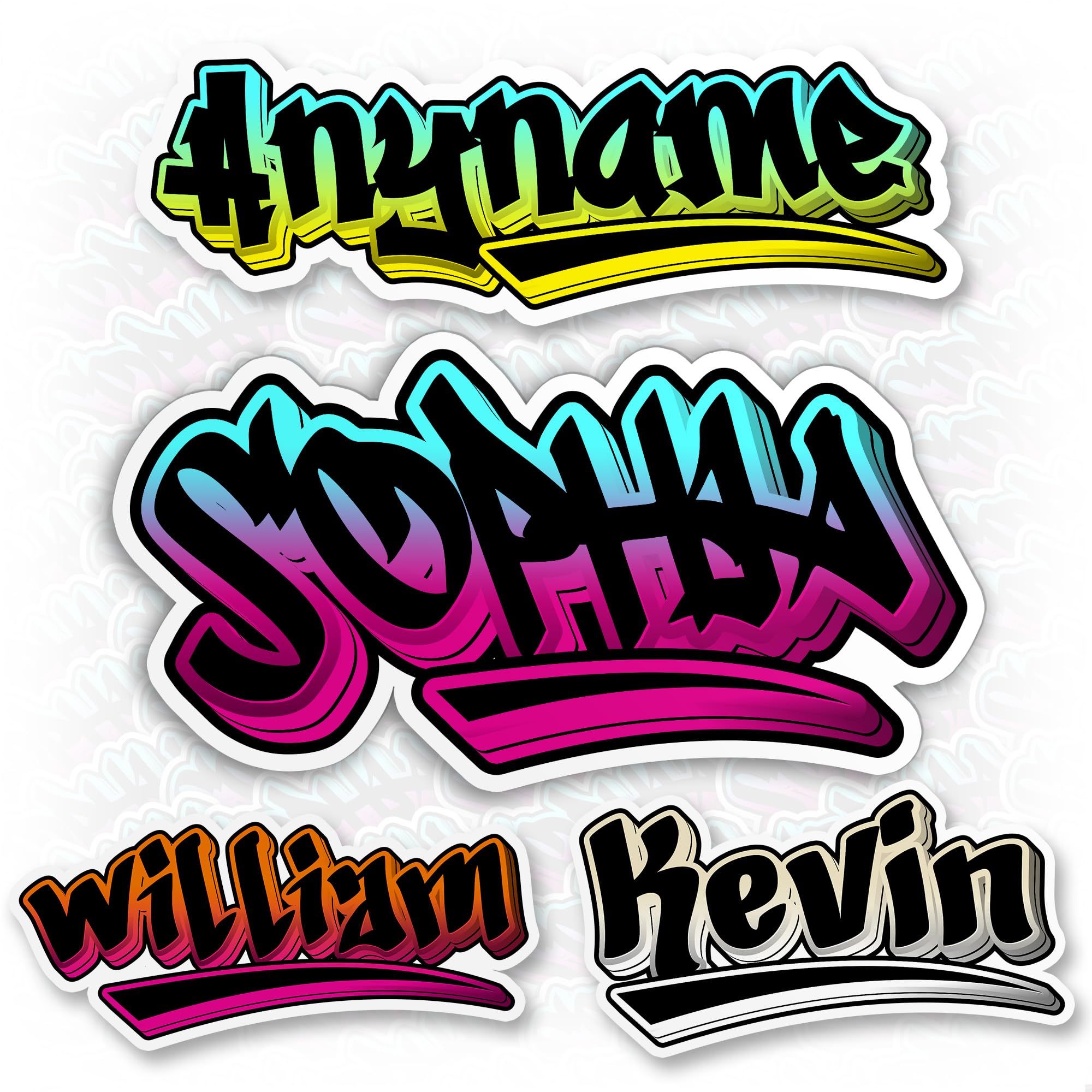Custom Graffiti Name Decal Sticker Personalized Graffiti Street Art Name Stickers Graphics Die-Cut Waterproof Vinyl Sticker for Laptop Water Bottle