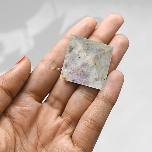 Miniatura 473 de Amazing Gemstone White Agate Snow Quartz Pyramid Crystal Healing Stones - 1" Great Pyramid Figurine of Natural Stone Pyramid for Meditation, Reiki