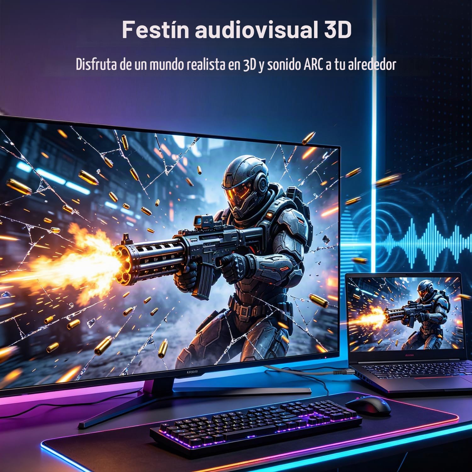Cable HDMI 2.0 Ultra Alta Velocidad 4K de 75 pies (22,9 m), 4K a 60 Hz, 3D ARC, conector chapado en oro, Ethernet, retorno de audio y vídeo, cable HDMI para monitor de TV UHD, portátil, Xbox
