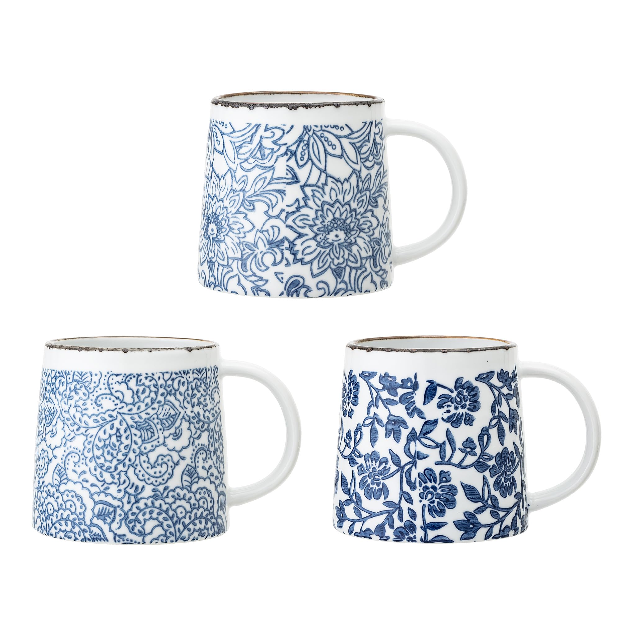 Bloomingville Filiżanki Molly, niebieskie, ceramiczne, zestaw 3 szt