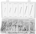 555 Pieces Cotter Pins Zinc Plated Steel Cotter Spring Split Pin Fastener Clips Assortment Kit for Hitch Holds Pin Lock Systems Straight Hairpins Silver