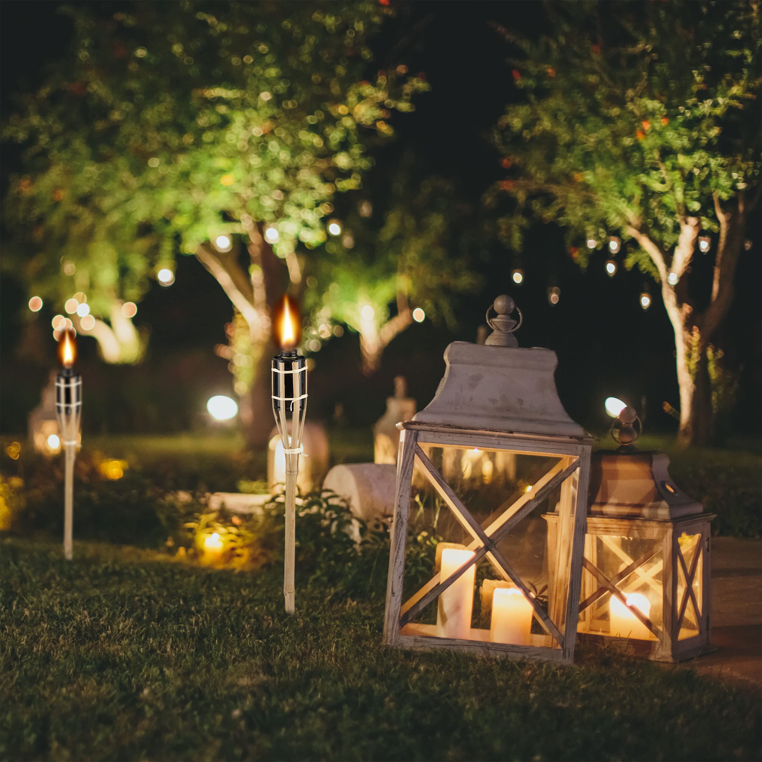 Relaxdays Gartenfackeln 8er Set - Bambus Ölfackeln 50cm Für Gartenparty
