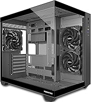 MUSETEX Y6 ATX PC Case Black: 270° Tempered Glass View, 3x120mm Fans, 360mm AIO Support, Type-C Mid Tower Gaming Case