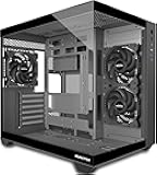 MUSETEX ATX PC Case, 3 x 120mm Fans Pre-Installed, 360MM RAD Support, 270° Full View Tempered Glass Gaming PC Case with Type-C, Mid Tower ATX Computer Case, Black, Y6