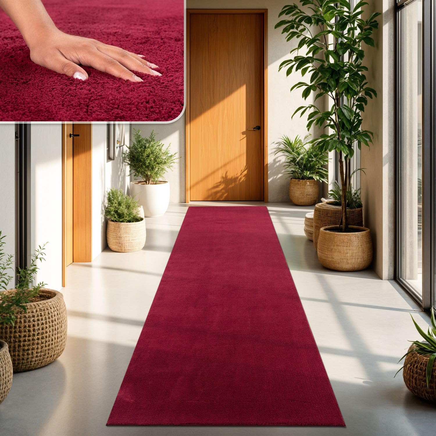 TT Home Wohnzimmer Teppich Kurzflor Anti-Rutsch Rückseite Unifarben Modern Waschbar