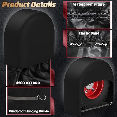 Vista 25 de K-Musculo Paquete de 4 fundas para neumáticos de autocaravana, impermeables, para ruedas de caravana, remolque, cámper, camión, SUV, se ajustan a