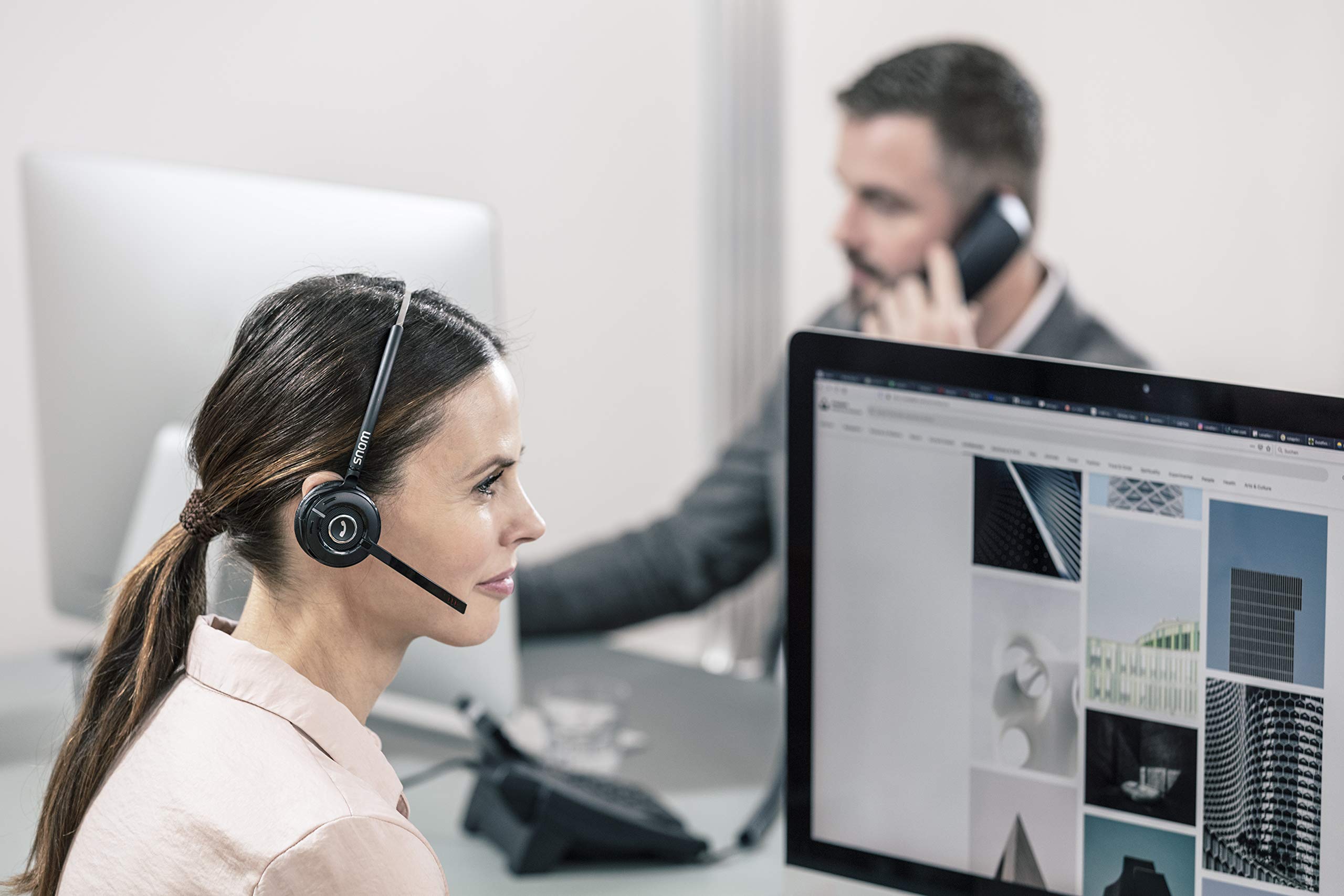 SNOM A190 DECT Cuffia (multicell, HD audio, la riduzione del rumore, stand-alone e modalità accoppiato, Handover & roaming in configurazione multi cella); Nero; 00004444