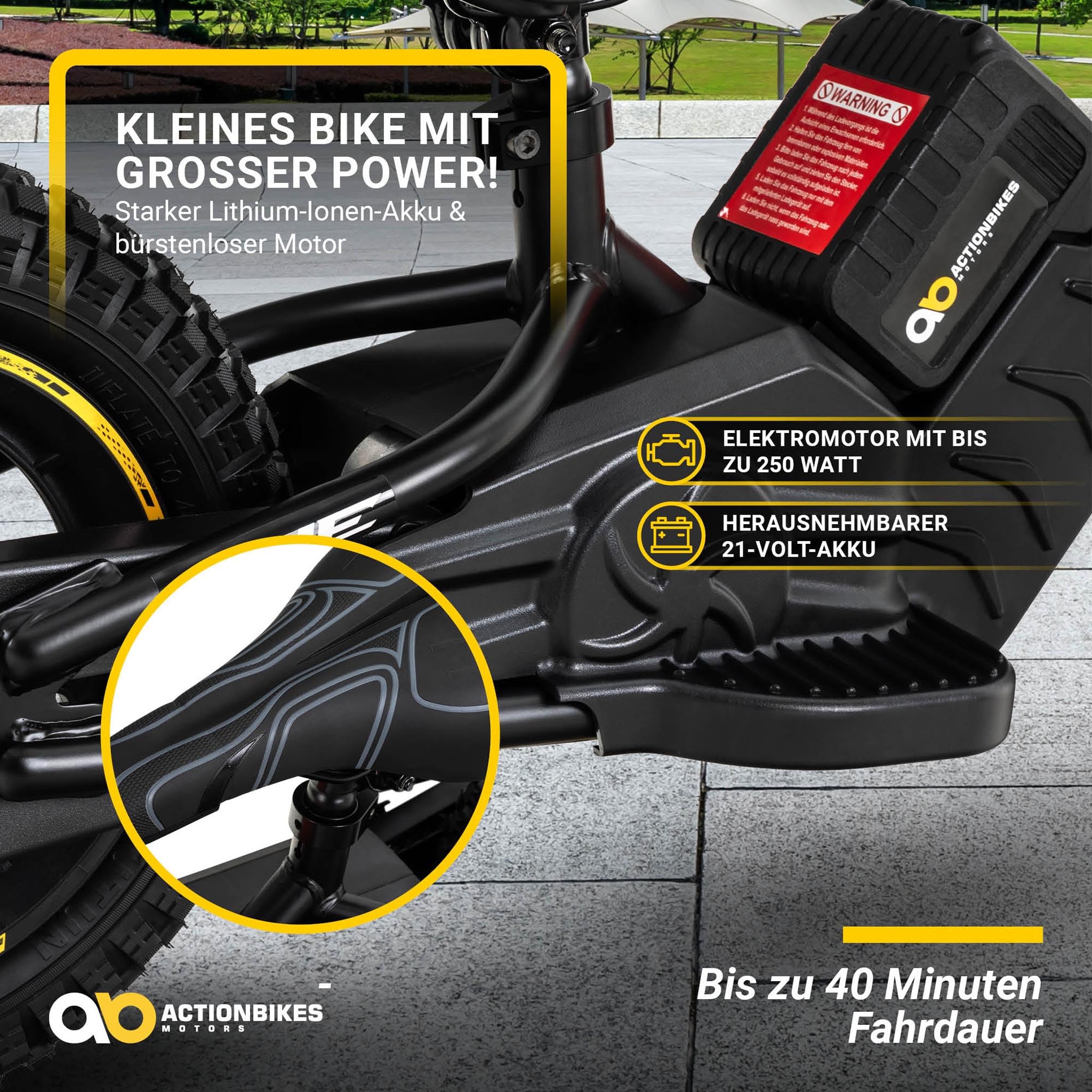 Actionbikes Motors Kinder Balance Bike Elektrofahrrad | 12 16 Zoll Fahrrad - 250 Watt - Elektro Laufrad mit Scheibenbremsen - Kinder Elektrofahrzeug - Spielzeug ab 3 Jahren