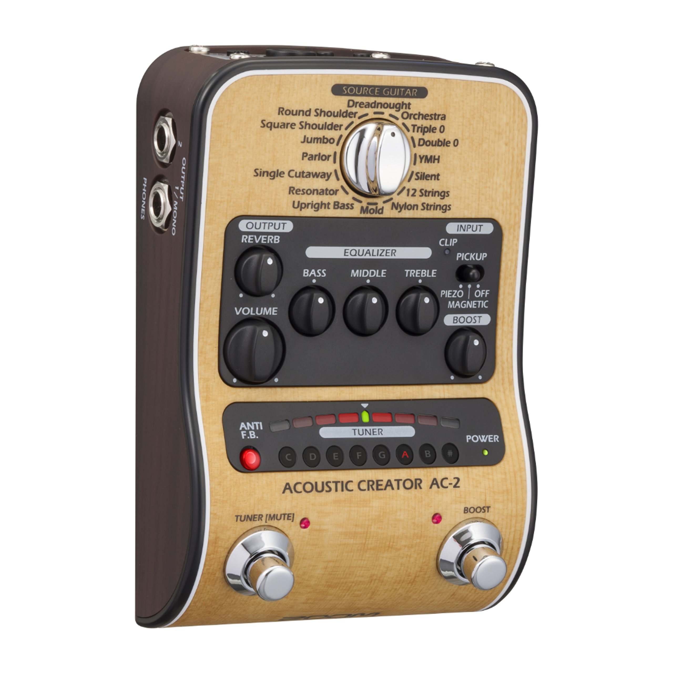 ZOOM AC-2 Acoustic Creator - DI-Box e pedale effetto per chitarra acustica, modellazione di varie forme del corpo, effetti, accordatore per studio e palcoscenico