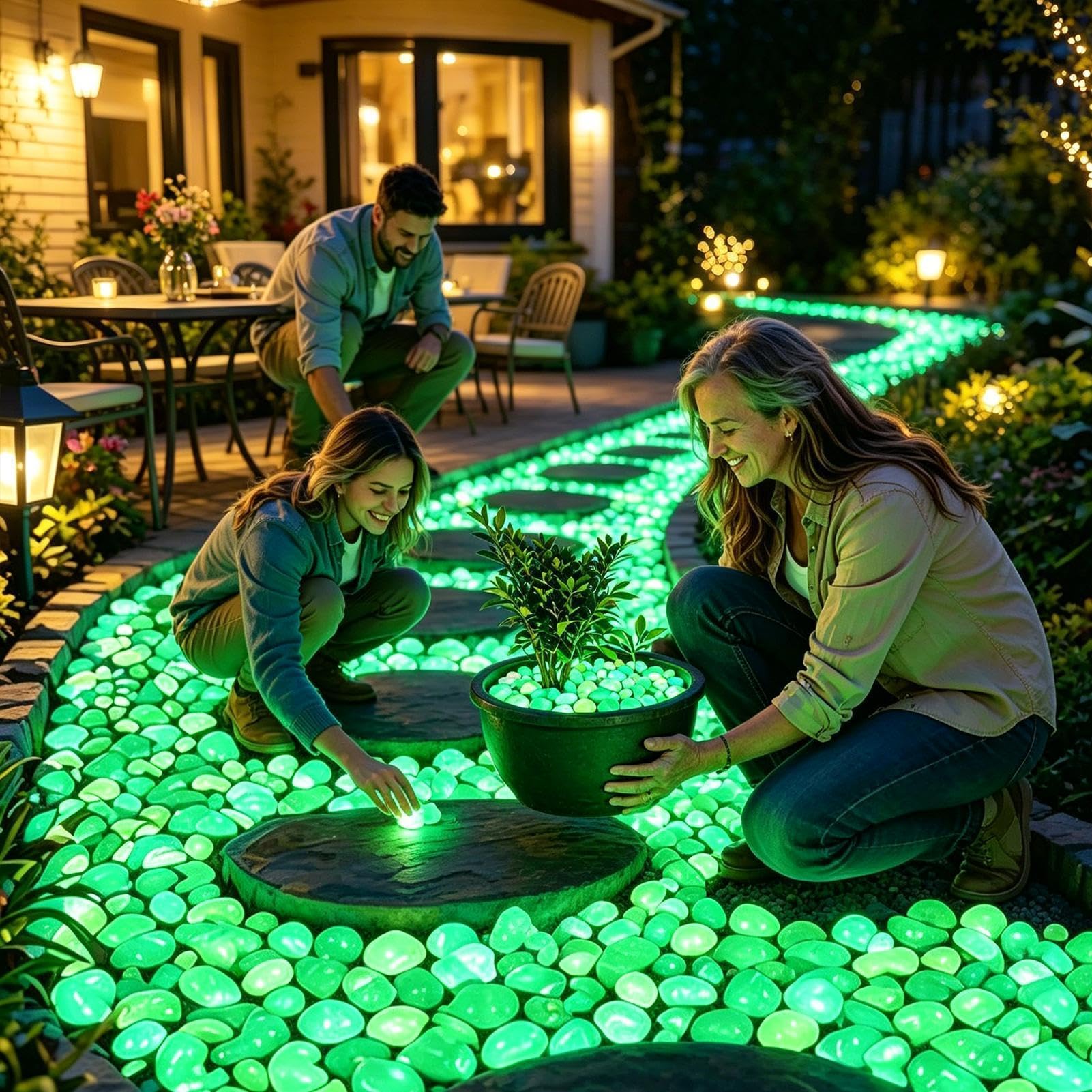 Pietre Fosforescenti da Esterno | 200 Pezzi di Pietre Luminose Da Giardino Esterno - Ciottoli Luminosi da - per Acquario Giardino Sentiero Passo Carrabile Patio Paesaggistica Terrario Feste