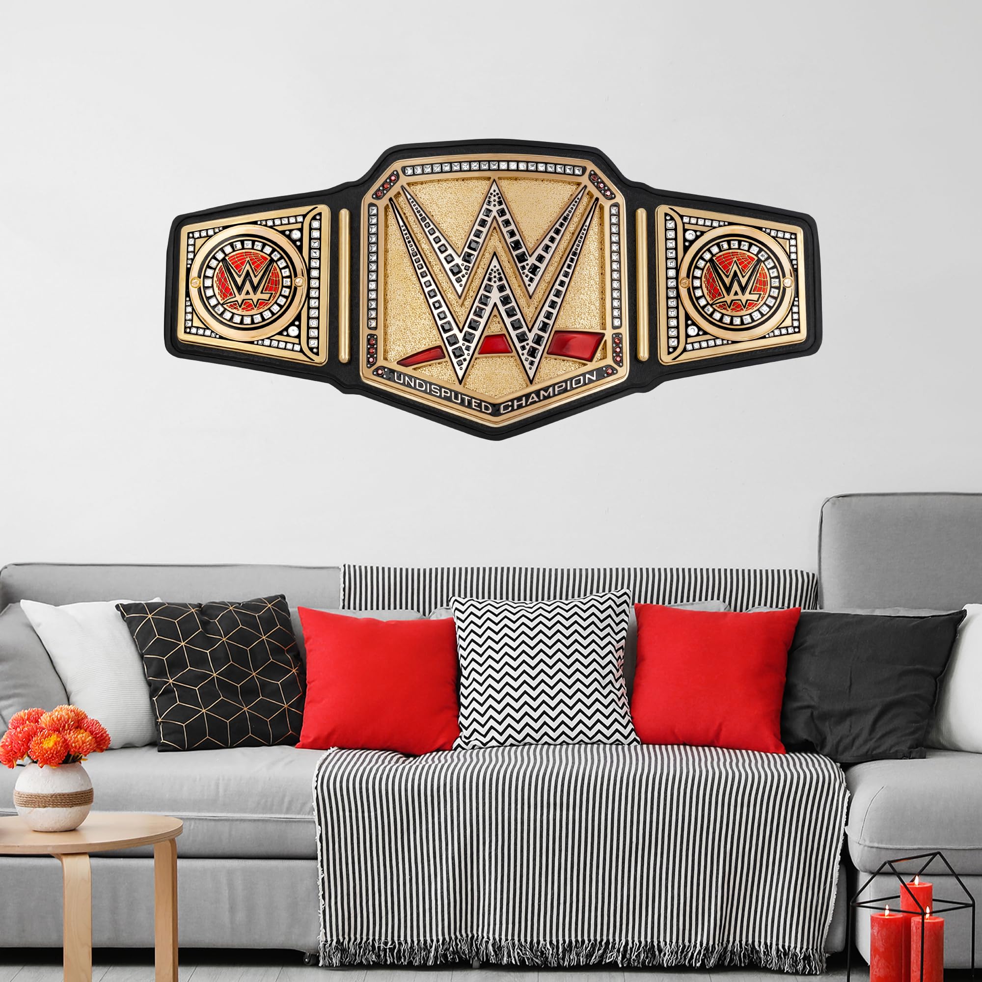 Themed Black Wwe - Undisputed Universal Championship Wall Sticker Wrestling Art (60Cm Width X 25Cm Height)