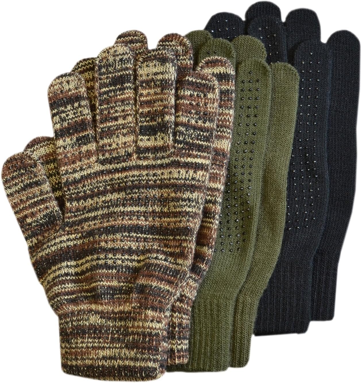 Quietwear Men's 3-Pair Pack Grip Dot Assorted Gloves