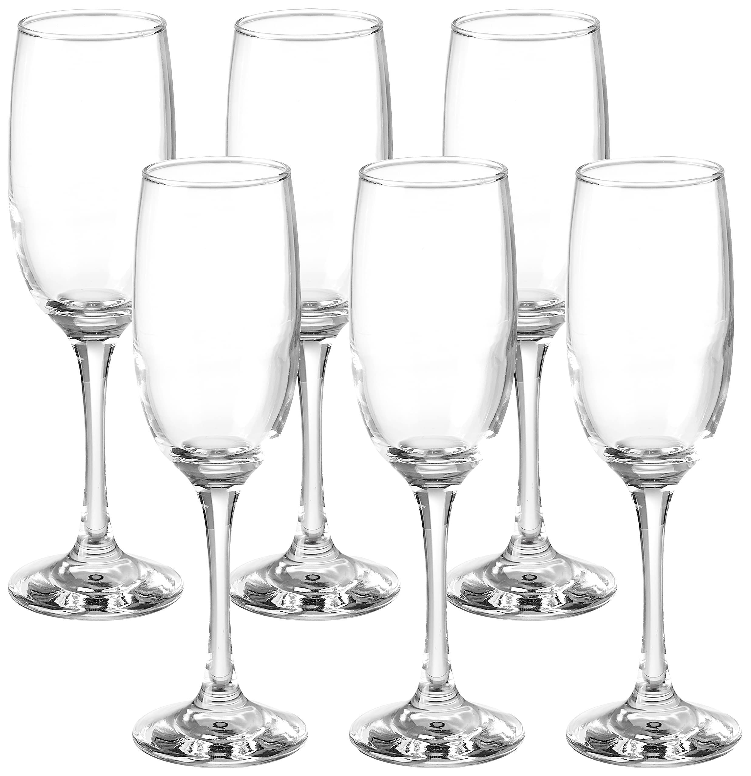 Solimo Champagne Glass Set, 185ml, Set of 6, Transparent