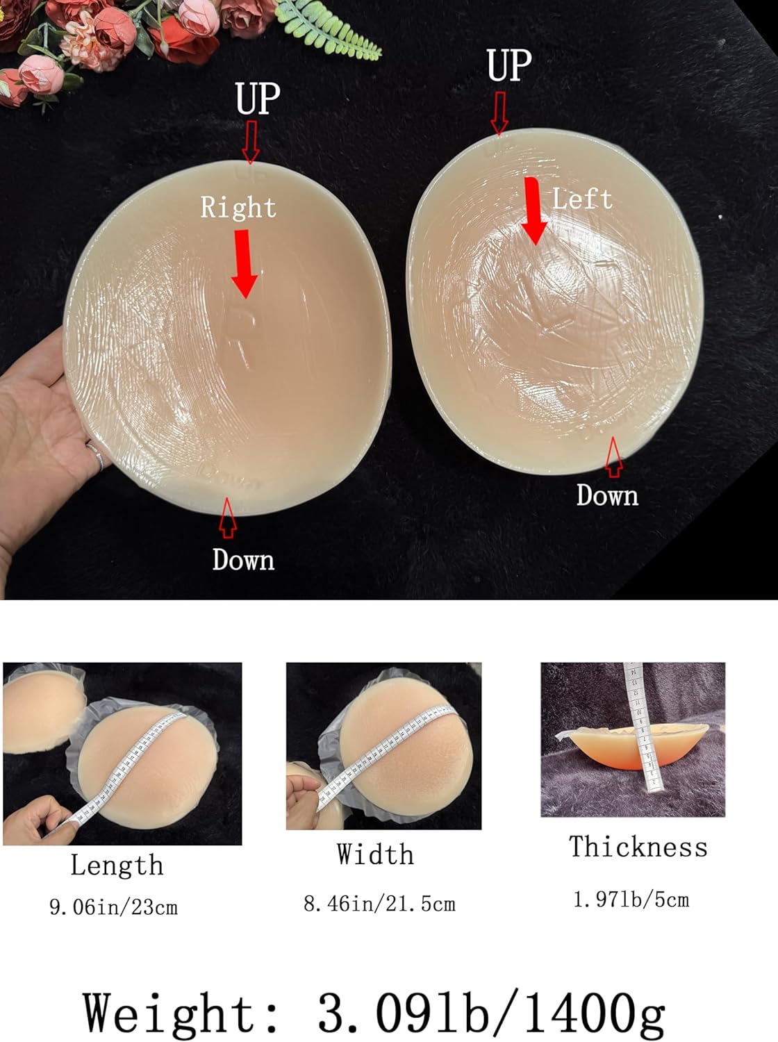 BIMEI Silicone Butt Pads Adhesive - Buttock Enhancer for Women,Reusable Sticky Hip Lift Padded Underwear Enhancer