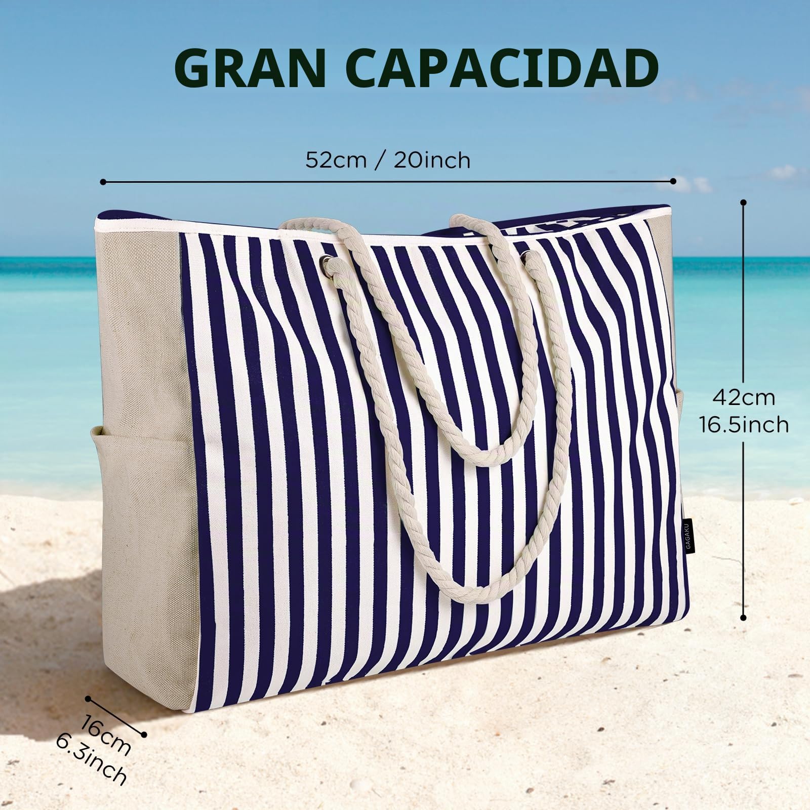 GAGAKU Bolsa de playa para mujer, XXL