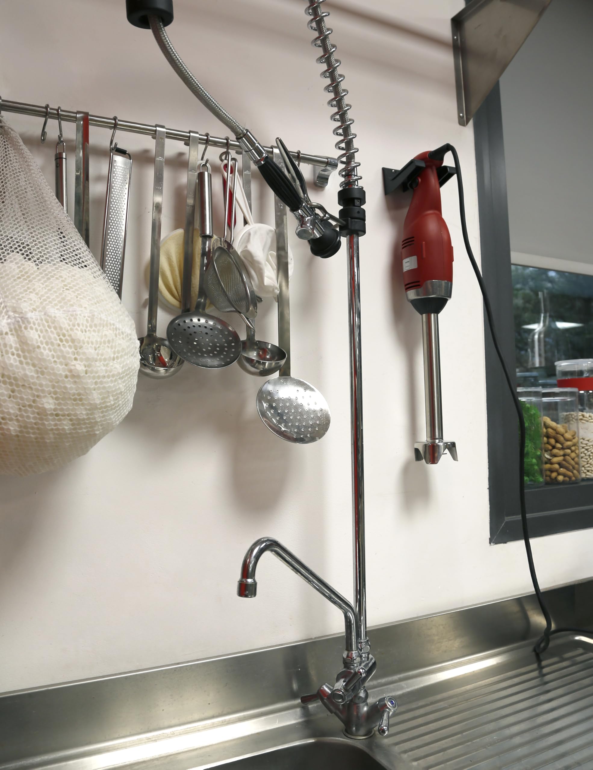 METRO Professional Frullatore a immersione GSM1015D, acciaio inox/plastica, 9.1x9.1x55 cm, Ø lama: 8.2 cm, 9.000 giri/min, asta rimovibile, rosso
