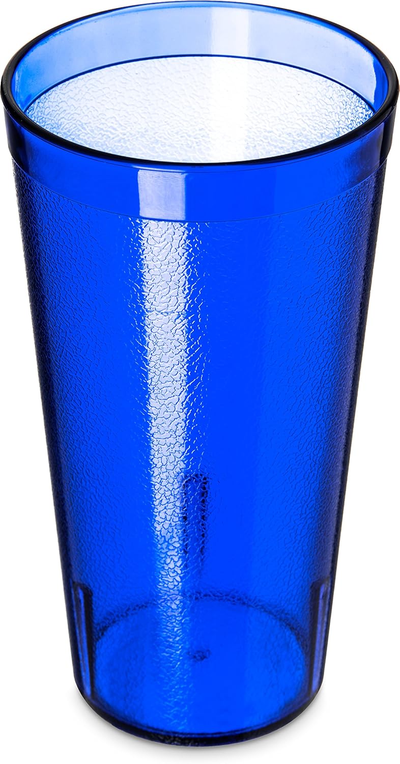 Carlisle FoodService Products Stackable Tumbler Plastic Tumbler with Pebbled Exterior for Restaurants, Catering, Kitchens, Plastic, 20 Ounces, Royal Blue, (Pack of 72)