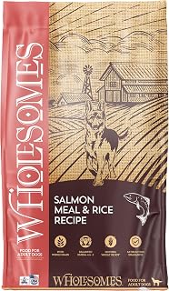 Wholesomes Salmon Meal & Rice with Omega 3 & 6 Dry Dog Food 35 lb Bag | Real Fish First Protein, Muscle Health, Digestive + Coat Health, Omega 3 & 6 Fatty Acids, Brown Rice & Flaxseed