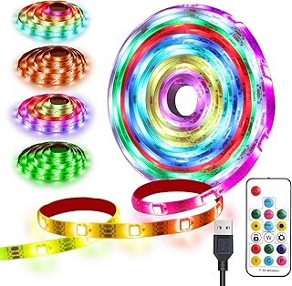 USB Powered LED Strip Light TV Backlight 9.8FT/3M Multicolor Chasing Led Lights Waterproof USB Lights Strip with RF Remote TV/PC Background Bias Lighting Cuttable Strip Lights for Indoor Decoration