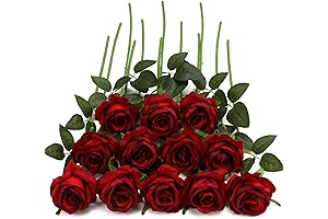 12PCS Artificial Roses: Exquisite Silk Red Roses for Home and Event Décor