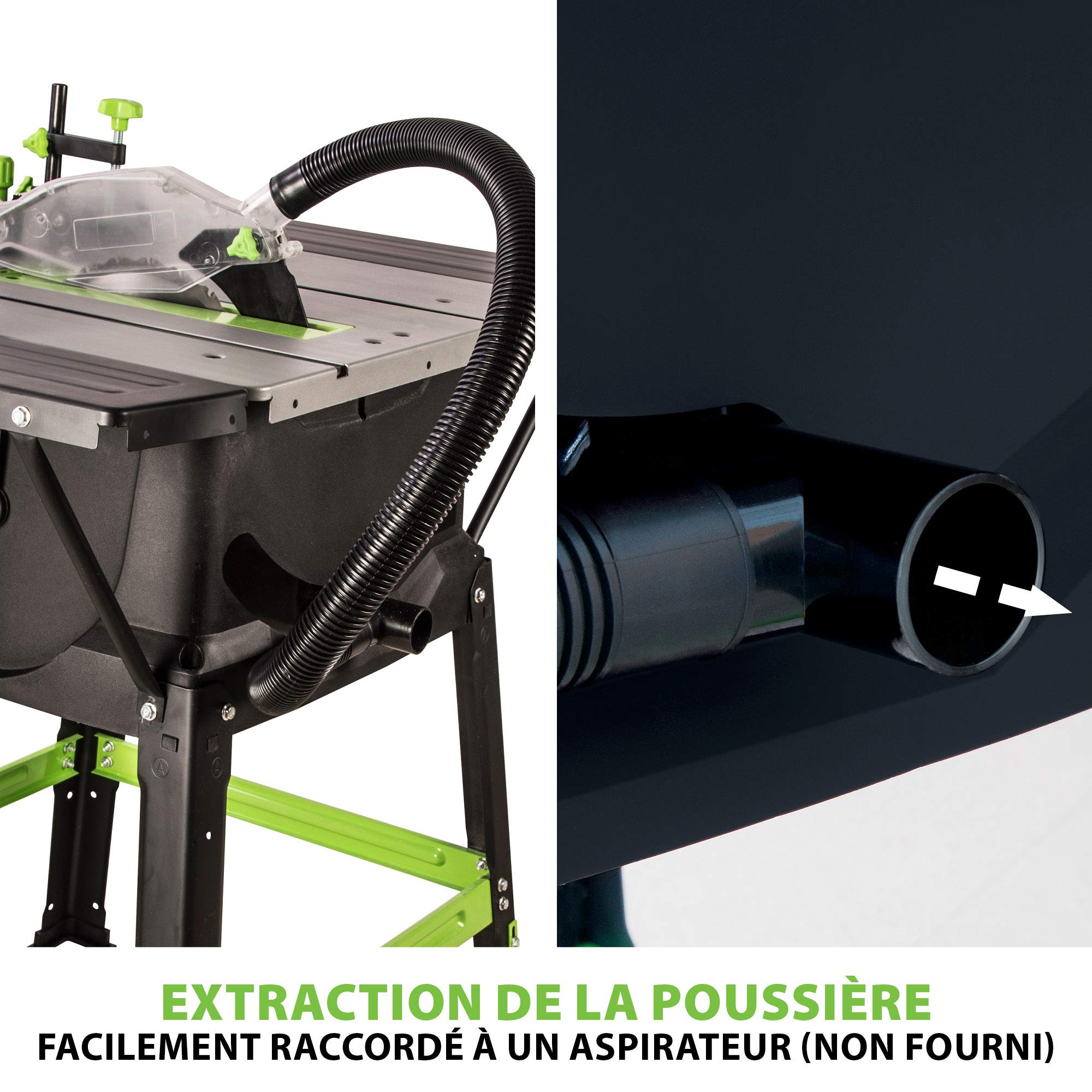 Evolution Power Tools Scie sur Table Fury 5-S 255mm Coupe Multi-Matériaux Bois Plastique Métal 0-45˚ Biseau 60-60˚ Onglet
