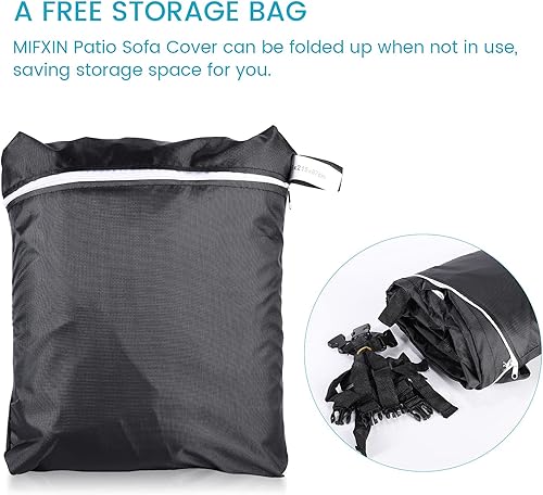 Vista 7 de Funda de sofá modular para patio, impermeable, resistente al viento, 85 x 85 pulgadas, en forma de V, para sofá de jardín, sofá seccional L