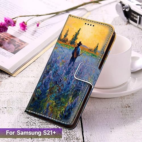 Miniatura 5 de DAFEI Wallet Case for Samsung Galaxy S21+ with Bellflower-aa26 Pattern PU Leather Flip Folio ID&Credit Cards Pocket Lanyard