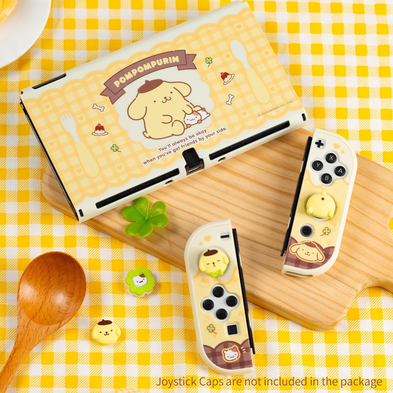 Kuitmor Schutzhülle für Switch OLED, Schlanke Hülle mit Kratzfestem und Stoßdämpfendem Design, Rutschfeste Griffhülle, Weiche Anti-Kratz Skin Kompatibel mit Switch OLED (Gelbe Pompompurin)